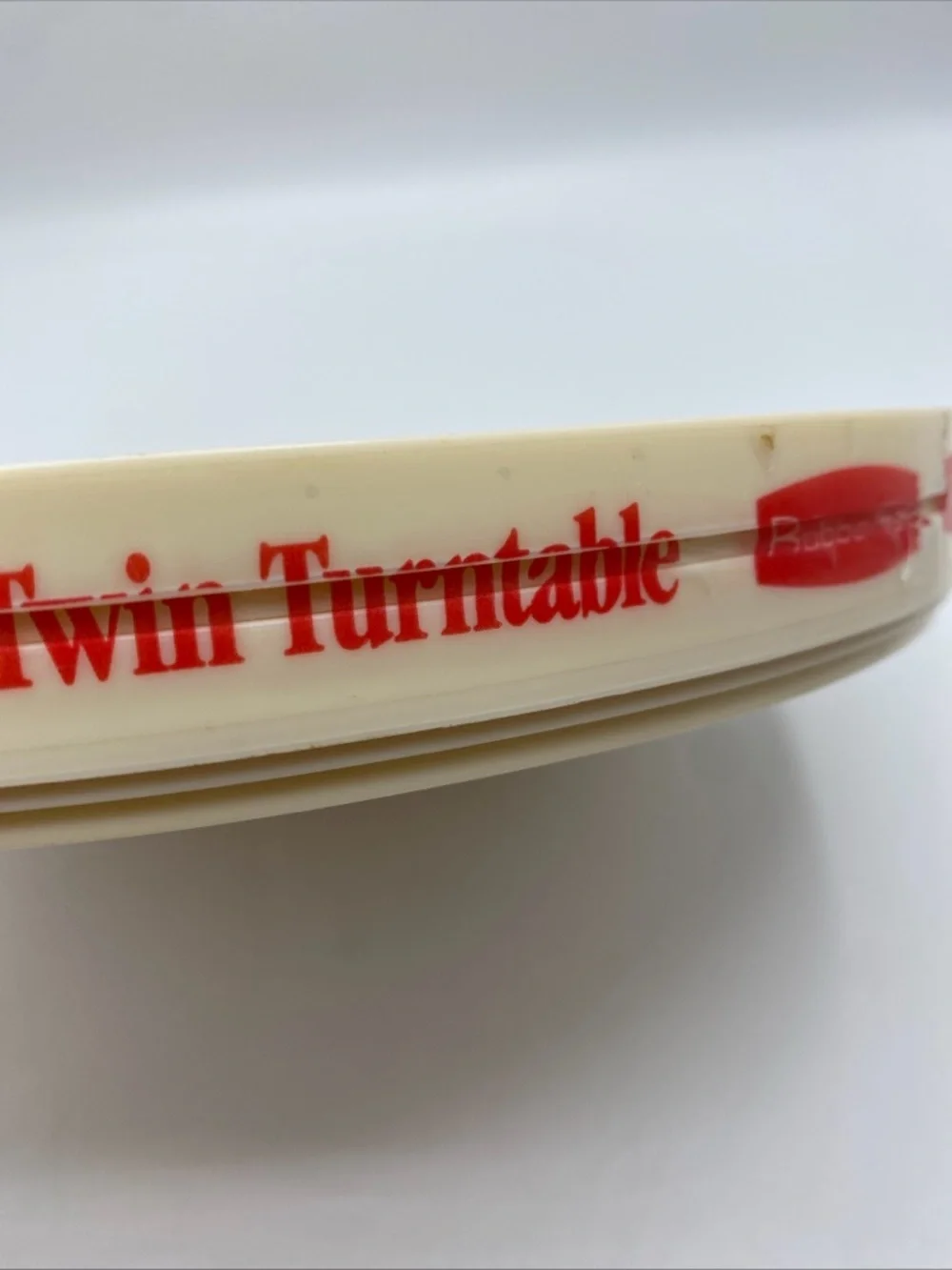 Rubbermaid Vintage Twin Turntable Lazy Susan Storage Almond 1990 Double High